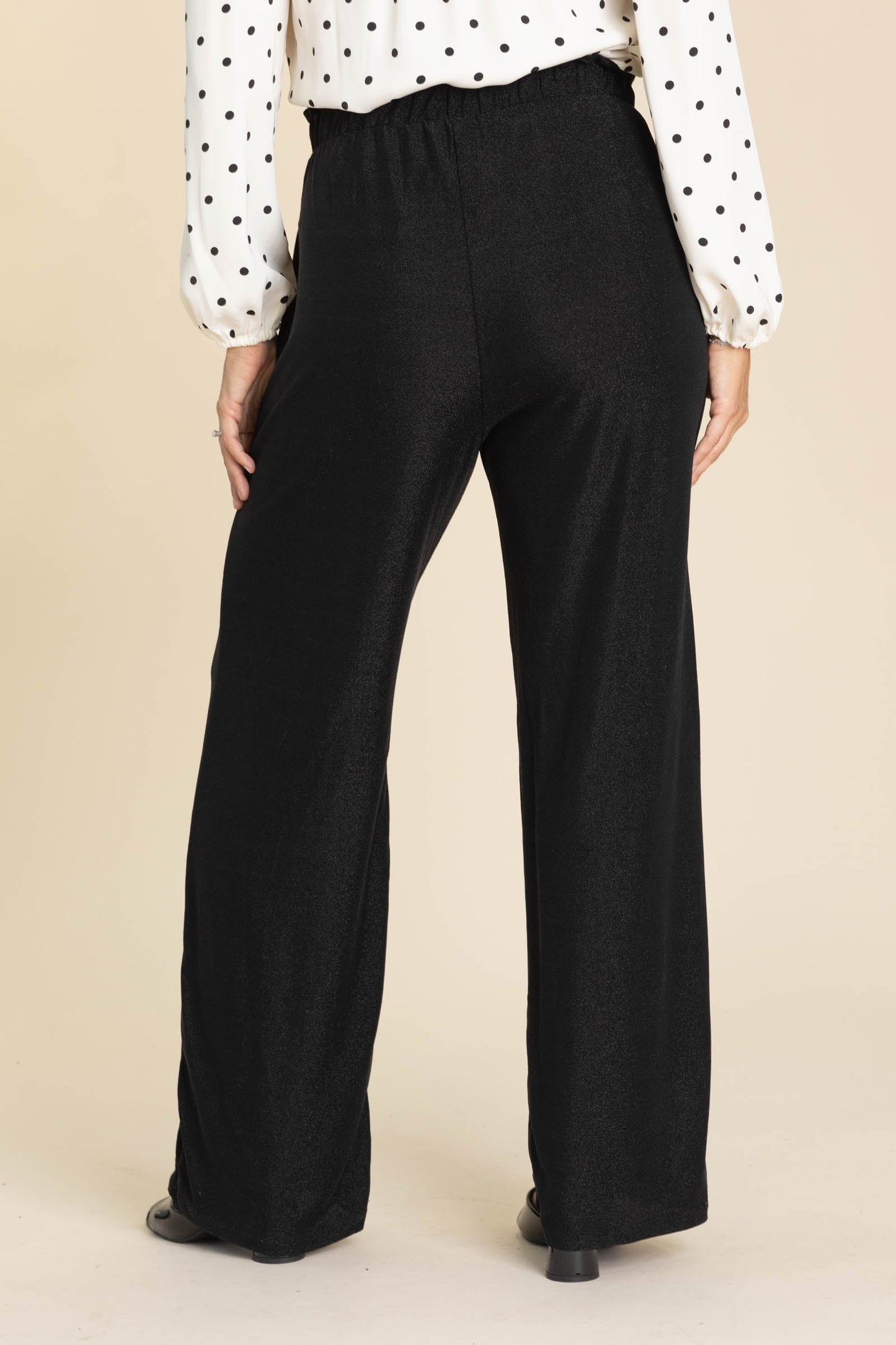 Black Metallic Slinky Casual Pants