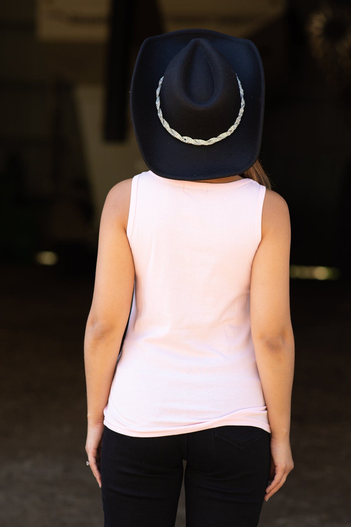 Baby Pink Tank With Rhinestone Detail