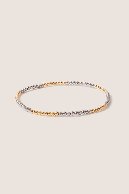 Blissful Pattern 2mm Bead Bracelet - Silver Facete