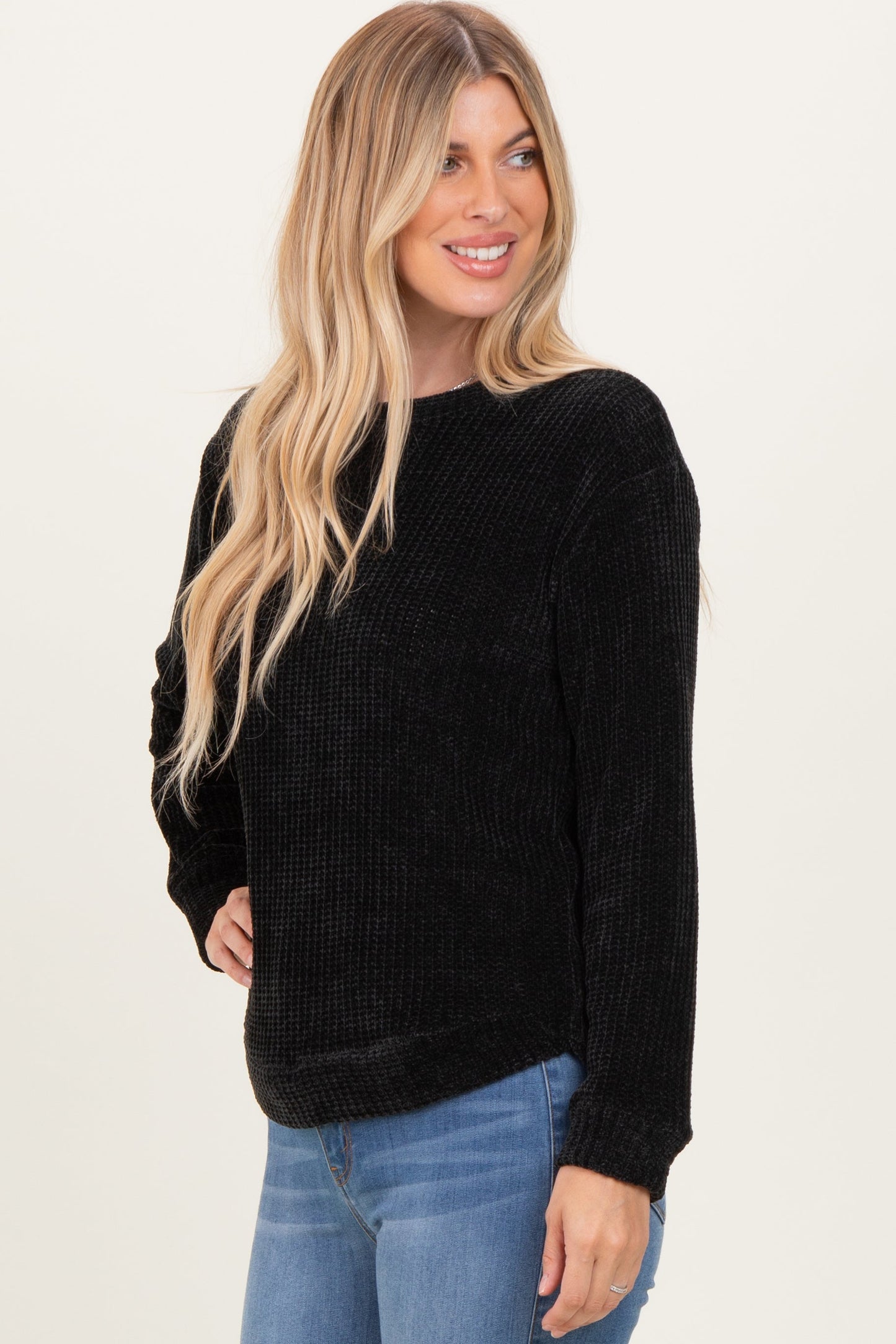 Black Chenille Knit Sweater