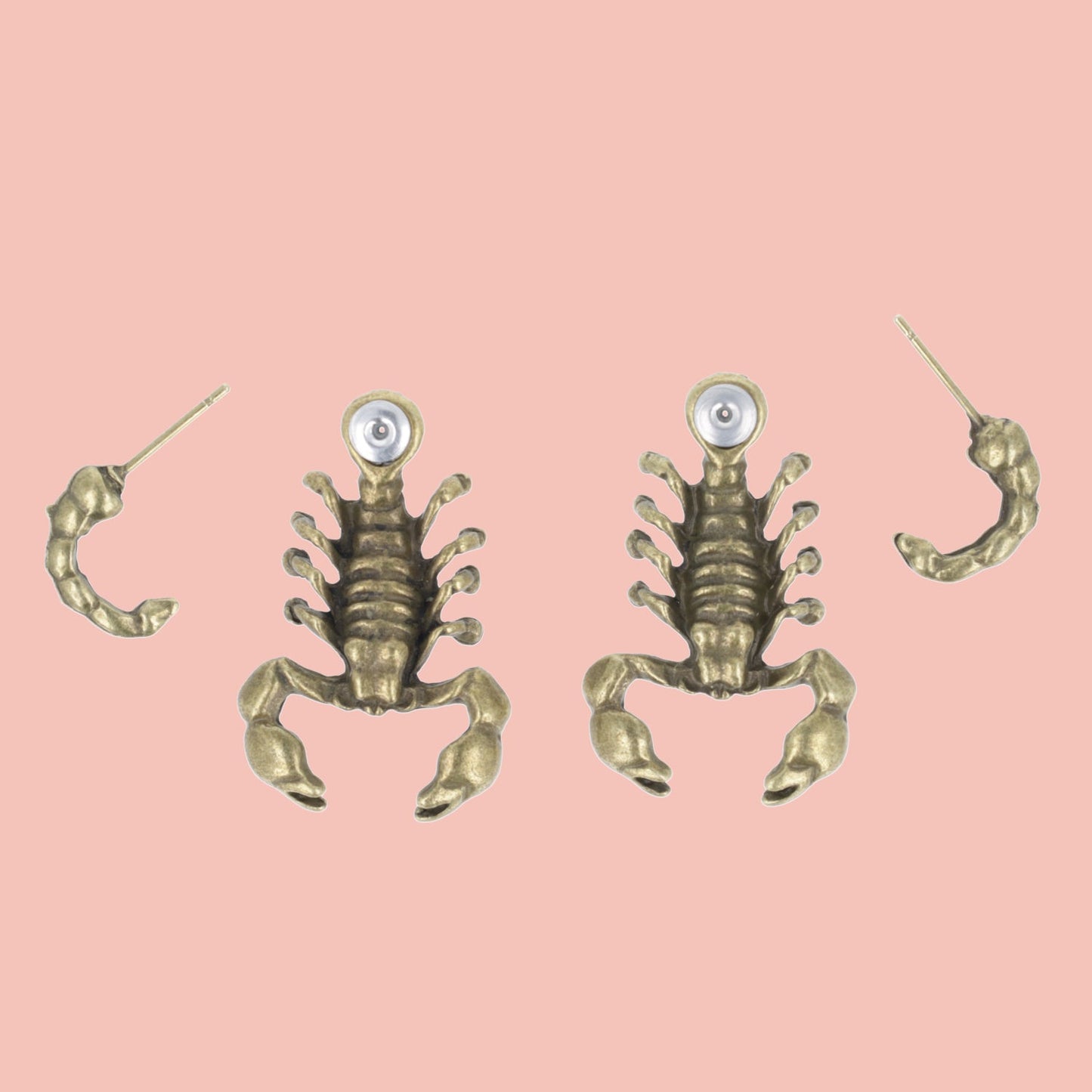 Scorpion 2 Piece Stud Earrings (Antique Gold Plated)