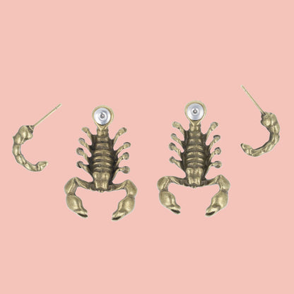 Scorpion 2 Piece Stud Earrings (Antique Gold Plated)