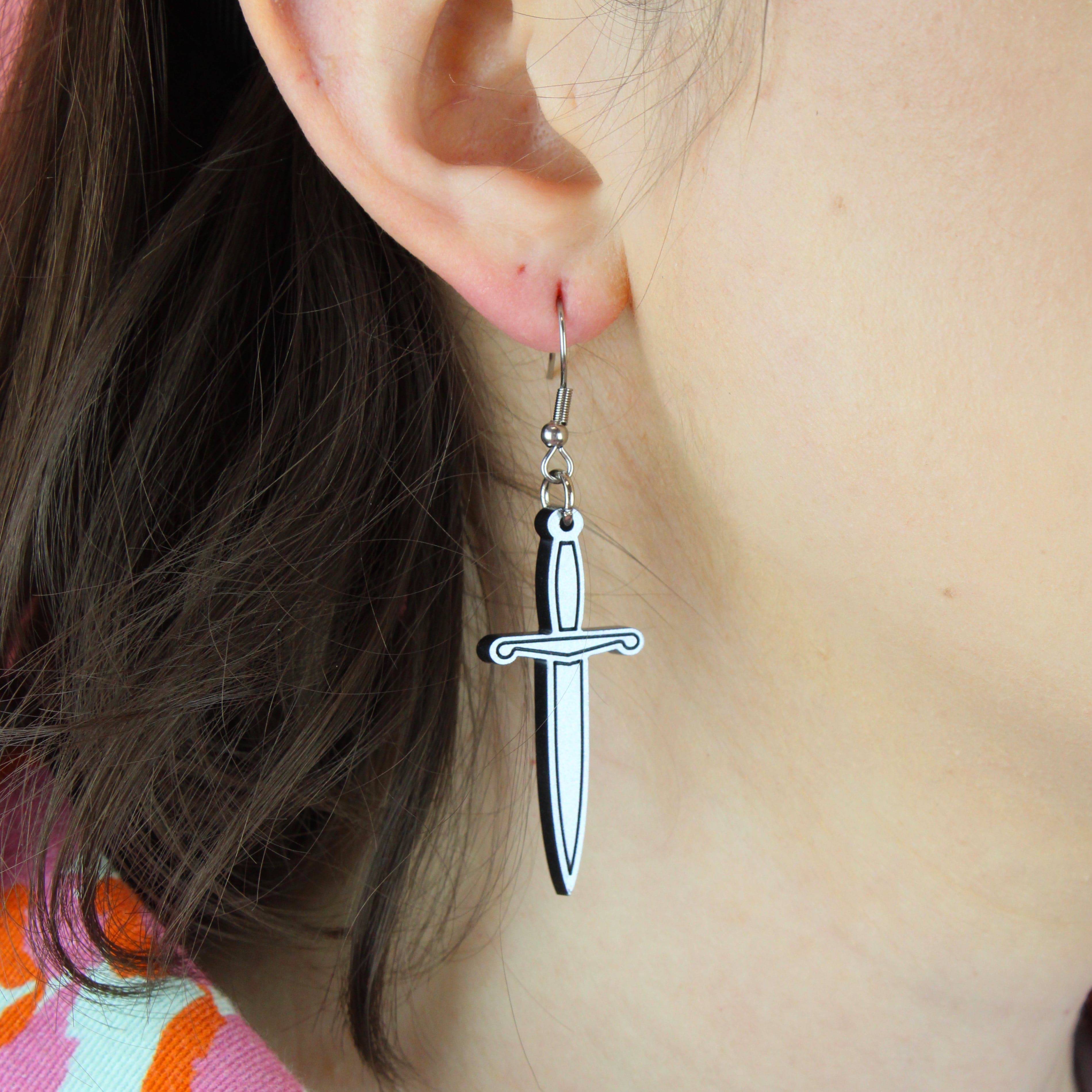 Silver Dagger Earrings