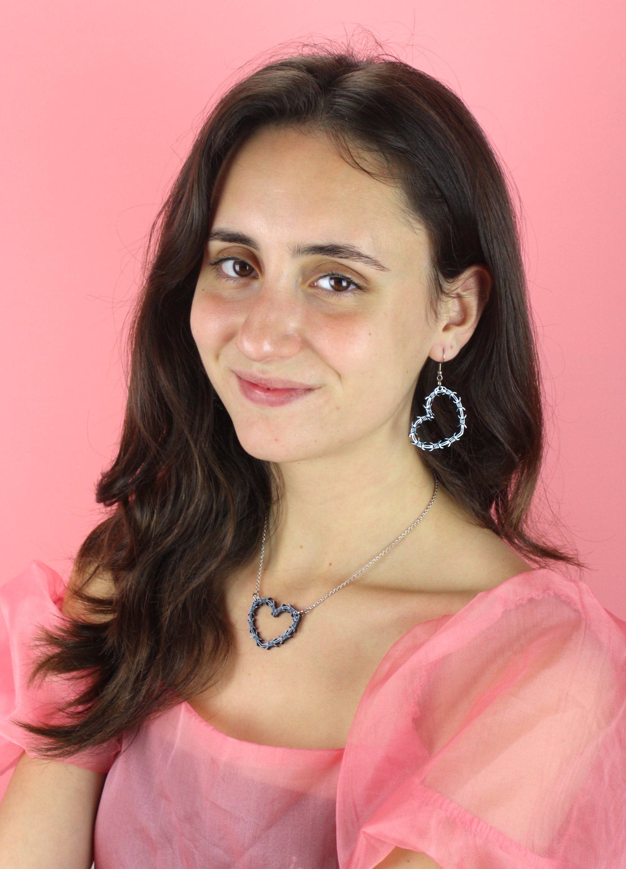 Silver Barbed Wire Heart Earrings