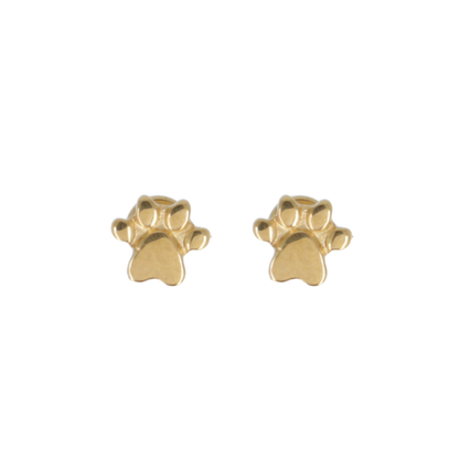 Screw On Paw Stud Earrings (Gold Plated)