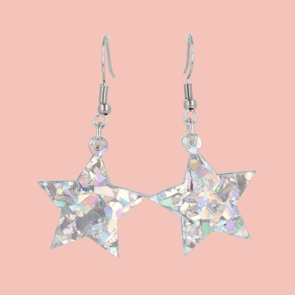 Silver Confetti Stars Earrings